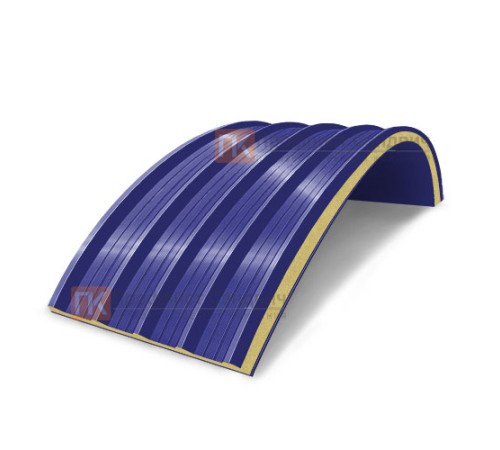 Сэндвич-панели арочные с пенополиуретаном, ширина 1000 мм, толщина 150 мм, 0.5/0.5, RAL5002