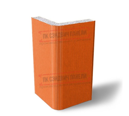 Угловая сэндвич-панель вертикальная из пенополистирола, 0.5/0.5, ширина 1200 мм, толщина 40 мм, RAL2004