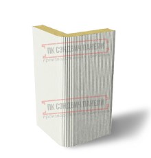 Угловая сэндвич-панель вертикальная из пенополиизоцианурата, 0.5/0.5, ширина 1000 мм, толщина 30 мм, RAL9003