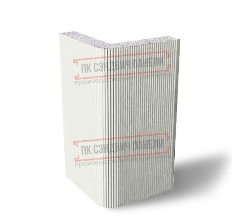 Угловая сэндвич-панель вертикальная из пенополистирола, 0.5/0.5, ширина 1000 мм, толщина 100 мм, RAL9003