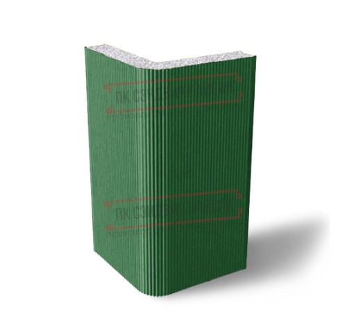 Угловая сэндвич-панель вертикальная из пенополистирола, 0.5/0.5, ширина 1200 мм, толщина 100 мм, RAL6002