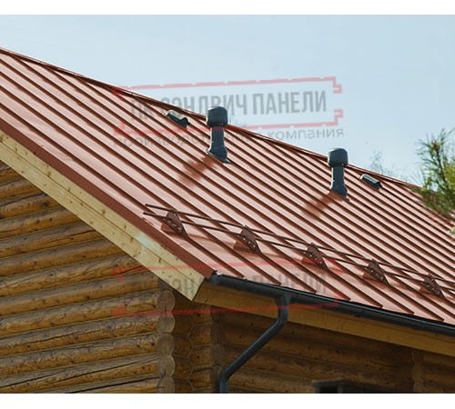 Фальц двойной стоячий Line 0,5 Satin RAL8004 терракота с пленкой на замках