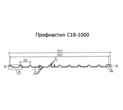 Продольно гнутый профнастил для укрытий конвейеров С18ПГ-1023, 0,8, оцинкованный