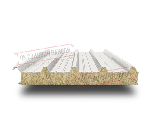 Сэндвич панели акустические кровельные с минеральной ватой, ширина 1000 мм, толщина 200 мм, 0.5/0.5, RAL9003