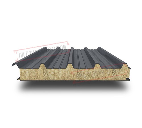Сэндвич панели кровельные с минеральной ватой, ширина 1000 мм, толщина 80 мм, 0.5/0.5, RAL7024