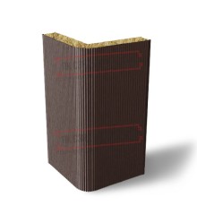 Угловая сэндвич-панель вертикальная из минеральной ваты, 0.5/0.5, ширина 1200 мм, толщина 80 мм, RAL8017