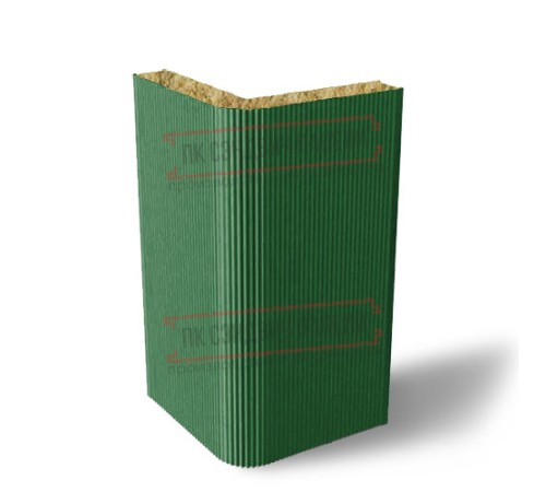 Угловая сэндвич-панель вертикальная из минеральной ваты, 0.5/0.5, ширина 1000 мм, толщина 100 мм, RAL6002