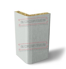 Угловая сэндвич-панель вертикальная из минеральной ваты, 0.5/0.5, ширина 1200 мм, толщина 40 мм, RAL7047