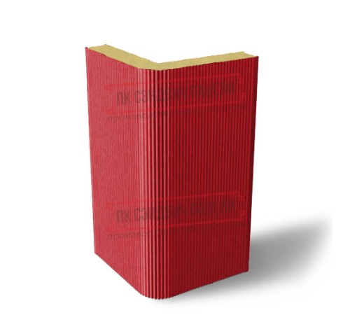 Угловая сэндвич-панель вертикальная из пенополиуретана, 0.5/0.5, ширина 1200 мм, толщина 50 мм, RAL3020