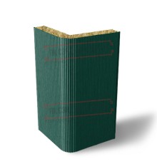 Угловая сэндвич-панель вертикальная из минеральной ваты, 0.5/0.5, ширина 1200 мм, толщина 80 мм, RAL6005