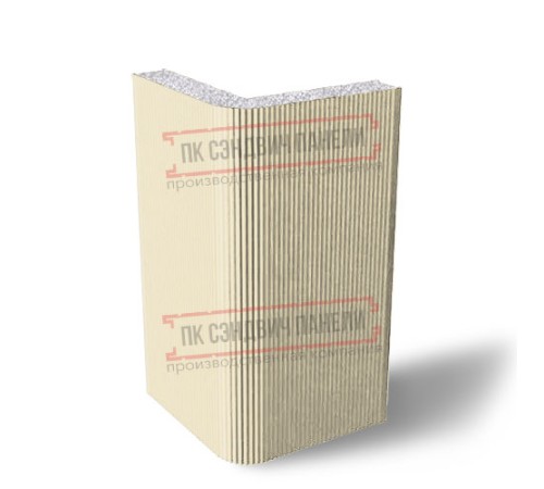 Угловая сэндвич-панель вертикальная из пенополистирола, 0.5/0.5, ширина 1000 мм, толщина 100 мм, RAL1015