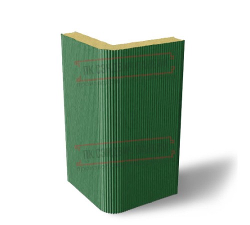 Угловая сэндвич-панель вертикальная из пенополиуретана, 0.5/0.5, ширина 1000 мм, толщина 100 мм, RAL6002