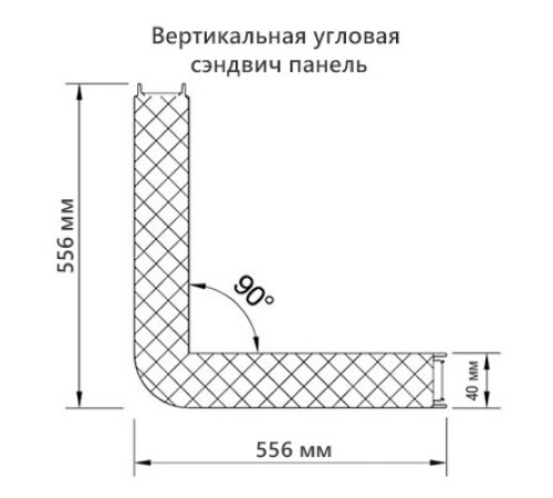 Угловая сэндвич-панель вертикальная из пенополиуретана, 0.5/0.5, ширина 1200 мм, толщина 40 мм, RAL6018