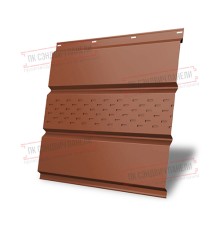 Софит металлический центральная перфорация 0,5 Satin с пленкой RAL 8004 терракота